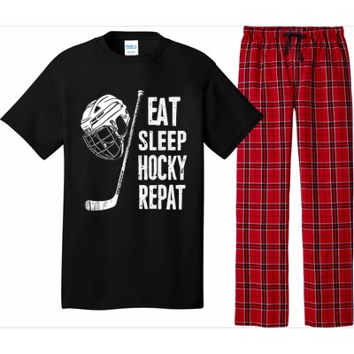 Eat Sleep Hockey Repeat Hockey Sport Meaningful Gift Pajama Set