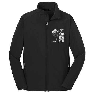 Eat Sleep Hockey Repeat Hockey Sport Meaningful Gift Core Soft Shell Jacket