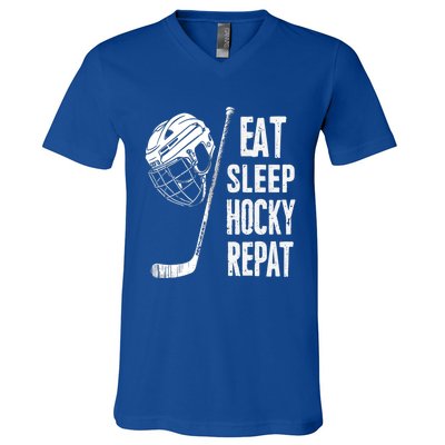 Eat Sleep Hockey Repeat Hockey Sport Meaningful Gift V-Neck T-Shirt