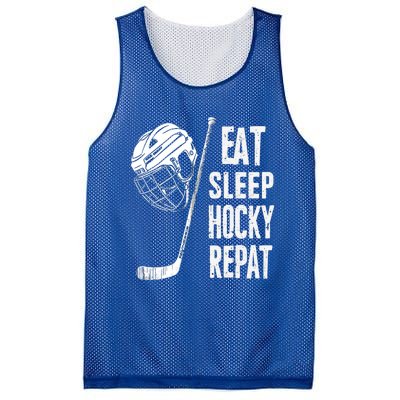 Eat Sleep Hockey Repeat Hockey Sport Meaningful Gift Mesh Reversible Basketball Jersey Tank