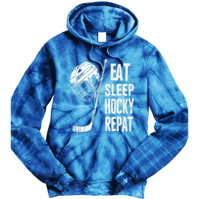 Eat Sleep Hockey Repeat Hockey Sport Meaningful Gift Tie Dye Hoodie