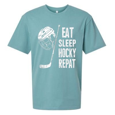 Eat Sleep Hockey Repeat Hockey Sport Meaningful Gift Sueded Cloud Jersey T-Shirt