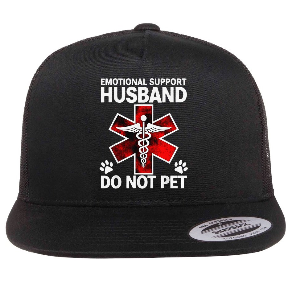 Emotional Support Husband Do Not Pet Flat Bill Trucker Hat