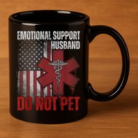 Emotional Support Husband Do Not Pet  11oz C Handle Ceramic Mug