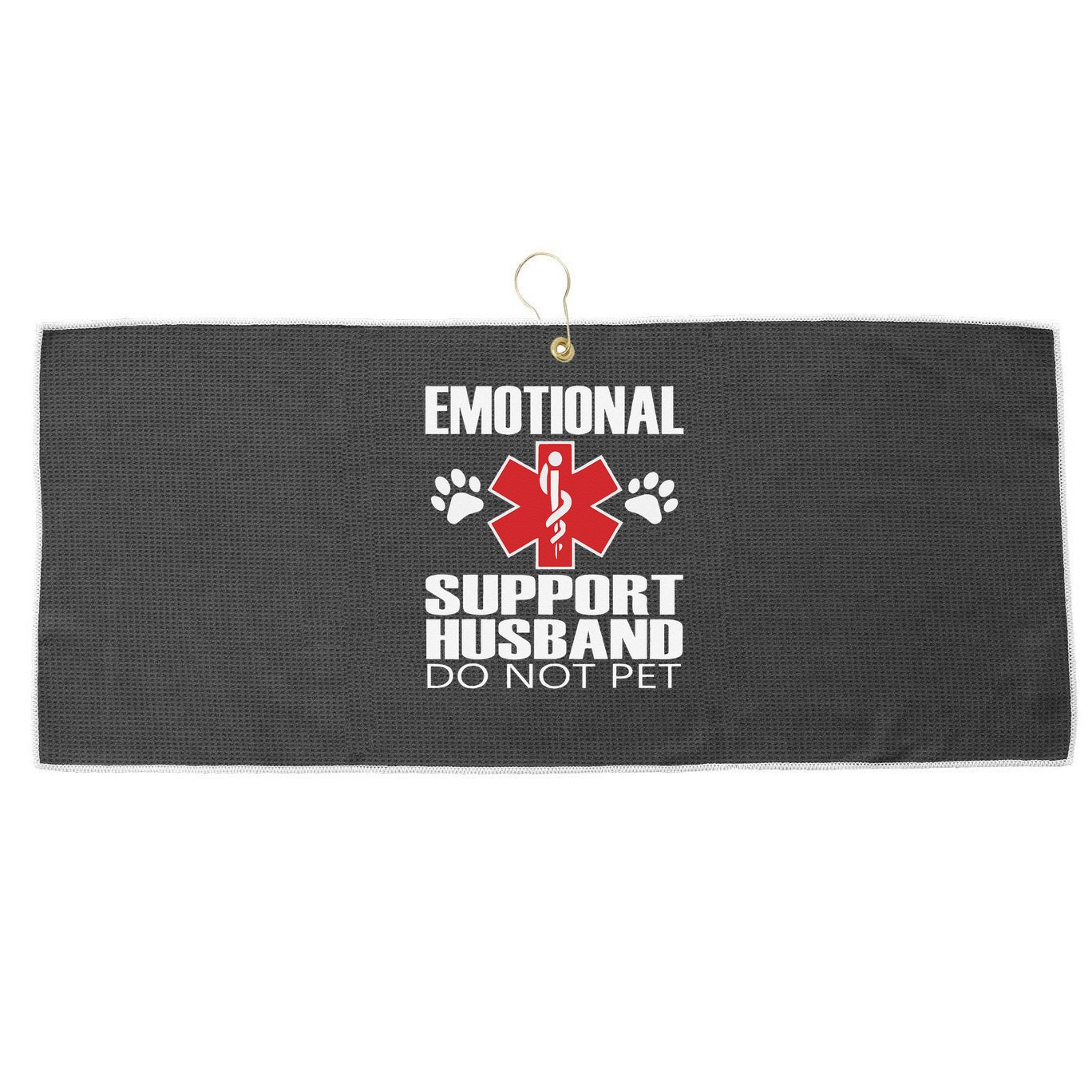 Emotional Support Husband Do Not Pet Large Microfiber Waffle Golf Towel
