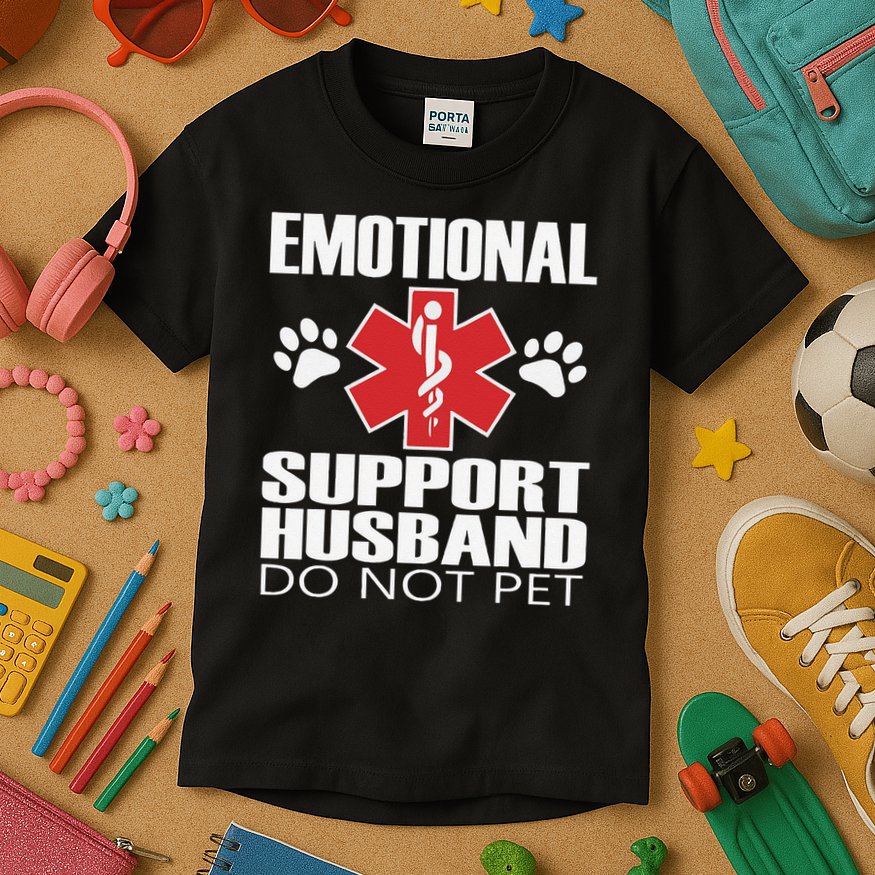 Emotional Support Husband Do Not Pet Kids T-Shirt