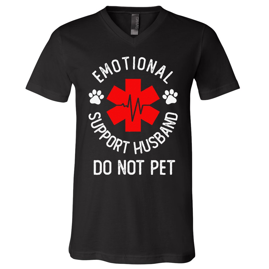 Emotional Support Husband Do Not Pet V-Neck T-Shirt