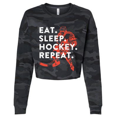 Eat Sleep Hockey Repeat - Gift Cropped Pullover Crew