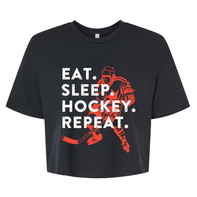 Eat Sleep Hockey Repeat - Gift Bella+Canvas Jersey Crop Tee