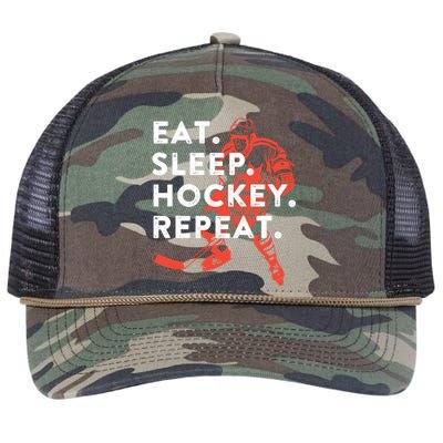 Eat Sleep Hockey Repeat - Gift Retro Rope Trucker Hat Cap