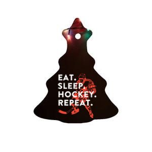 Eat Sleep Hockey Repeat - Gift Ceramic Tree Ornament