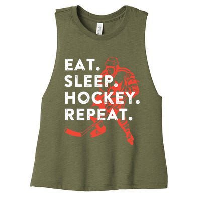 Eat Sleep Hockey Repeat - Gift Women's Racerback Cropped Tank