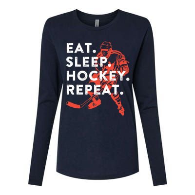 Eat Sleep Hockey Repeat - Gift Womens Cotton Relaxed Long Sleeve T-Shirt