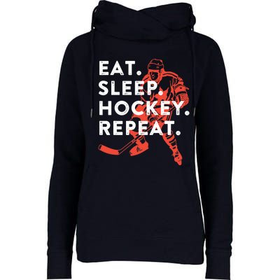 Eat Sleep Hockey Repeat - Gift Womens Funnel Neck Pullover Hood