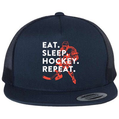 Eat Sleep Hockey Repeat - Gift Flat Bill Trucker Hat