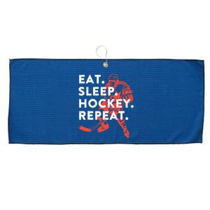 Eat Sleep Hockey Repeat - Gift Large Microfiber Waffle Golf Towel