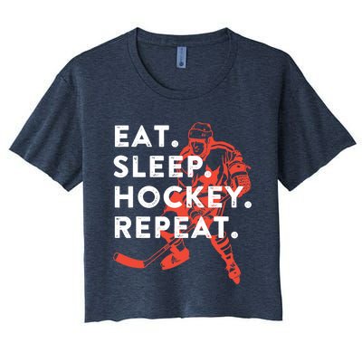 Eat Sleep Hockey Repeat - Gift Women's Crop Top Tee