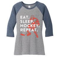 Eat Sleep Hockey Repeat - Gift Women's Tri-Blend 3/4-Sleeve Raglan Shirt