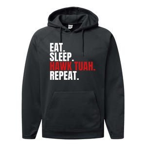 Eat Sleep Hawk Tuah Repeat Funny Viral Election Parody Performance Fleece Hoodie