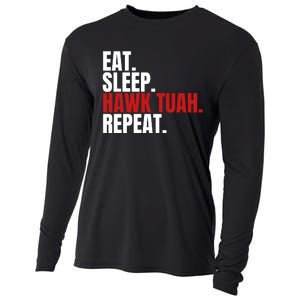 Eat Sleep Hawk Tuah Repeat Funny Viral Election Parody Cooling Performance Long Sleeve Crew