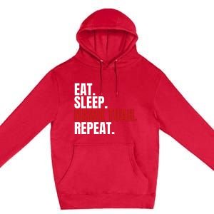 Eat Sleep Hawk Tuah Repeat Funny Viral Election Parody Premium Pullover Hoodie