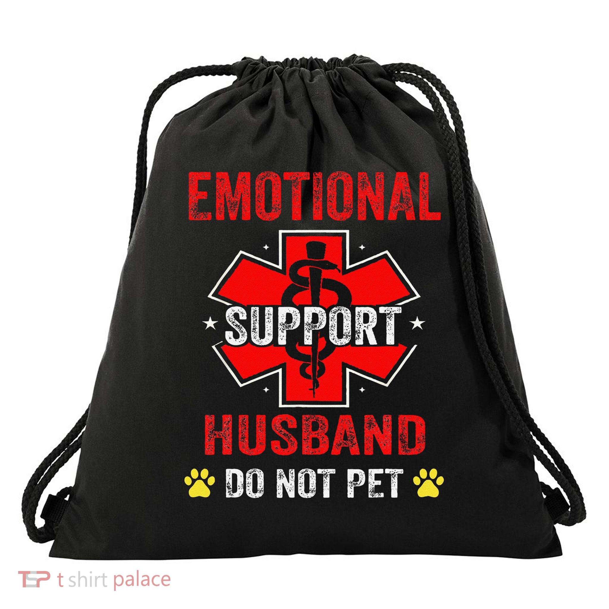 Emotional Support Husband Do Not Pet Drawstring Bag