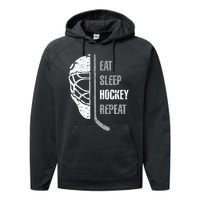 Eat Sleep Hockey Repeat Christmas For N Adult Hockey Performance Fleece Hoodie