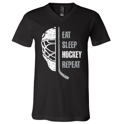 Eat Sleep Hockey Repeat Christmas For N Adult Hockey V-Neck T-Shirt