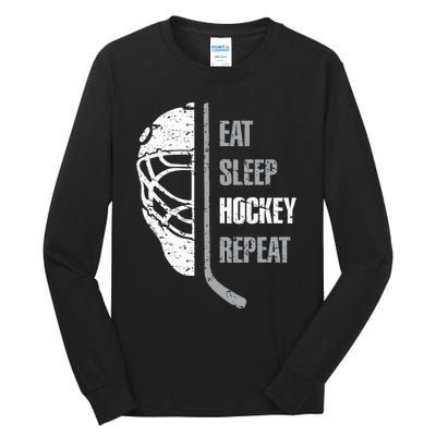 Eat Sleep Hockey Repeat Christmas For N Adult Hockey Tall Long Sleeve T-Shirt