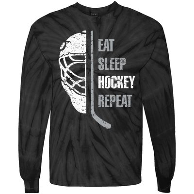 Eat Sleep Hockey Repeat Christmas For N Adult Hockey Tie-Dye Long Sleeve Shirt