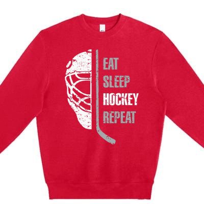 Eat Sleep Hockey Repeat Christmas For N Adult Hockey Premium Crewneck Sweatshirt