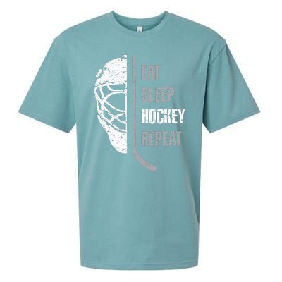 Eat Sleep Hockey Repeat Christmas For N Adult Hockey Sueded Cloud Jersey T-Shirt