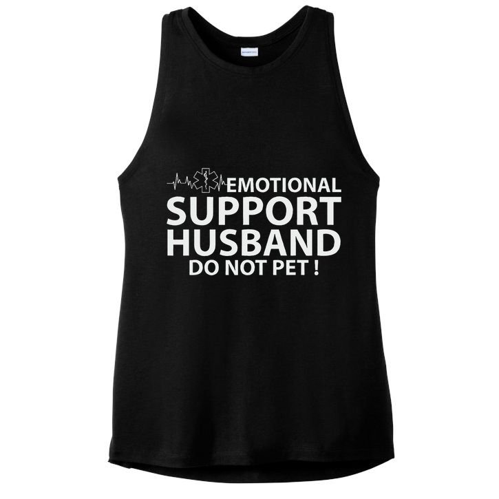 Emotional Support Husband Do Not Pet Ladies PosiCharge Tri-Blend Wicking Tank