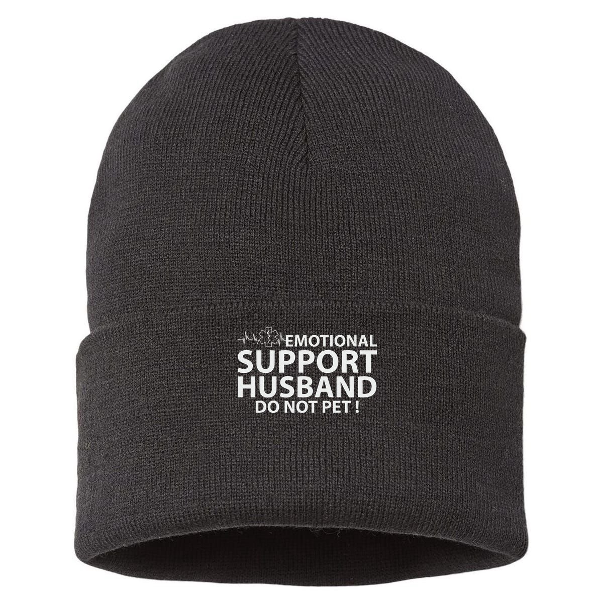 Emotional Support Husband Do Not Pet Sustainable Knit Beanie