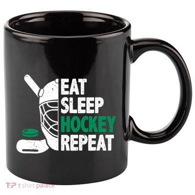 Eat Sleep Hockey Repeat Ice Hockey Lovers Players Funny Gift 11oz C Handle Ceramic Mug