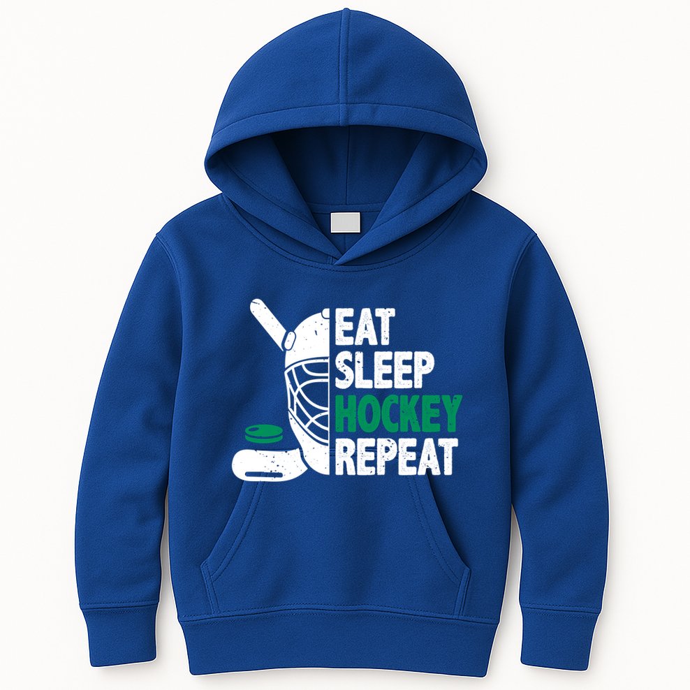 Eat Sleep Hockey Repeat Ice Hockey Lovers Players Funny Gift Kids Hoodie