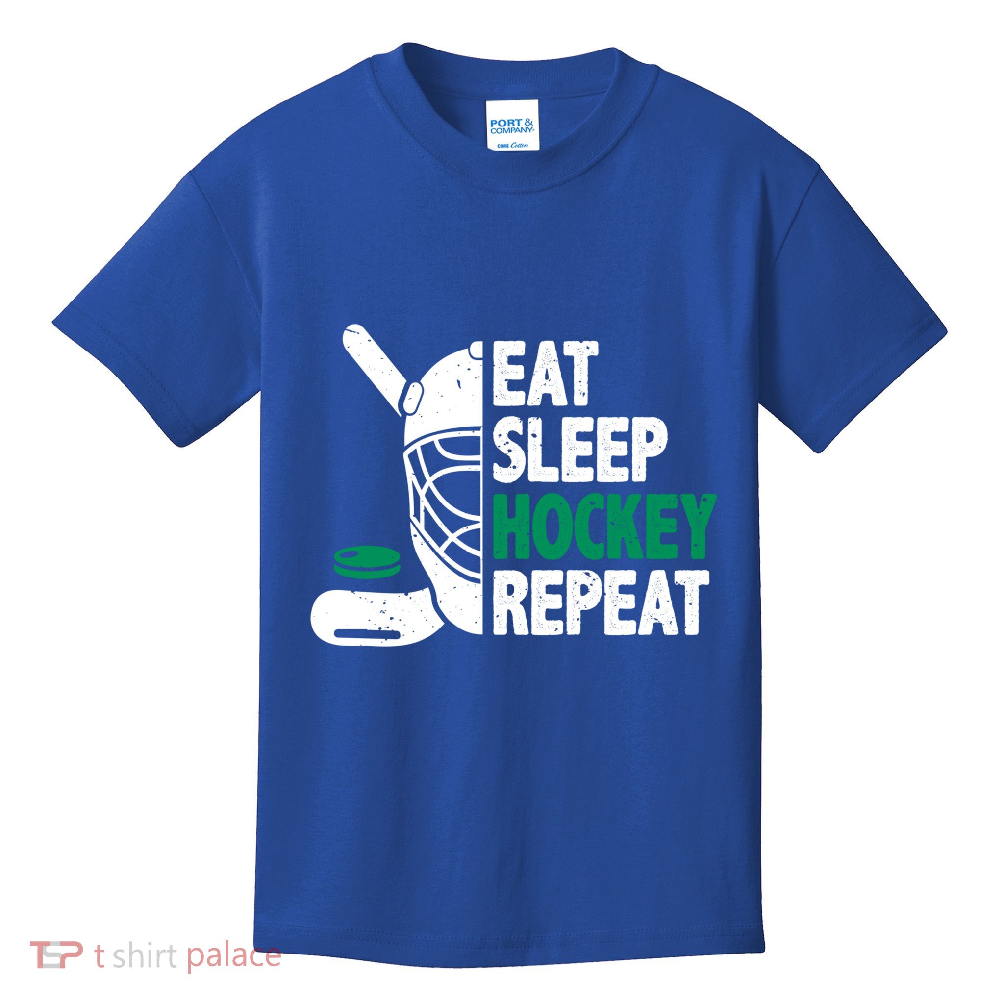 Eat Sleep Hockey Repeat Ice Hockey Lovers Players Funny Gift Kids T-Shirt
