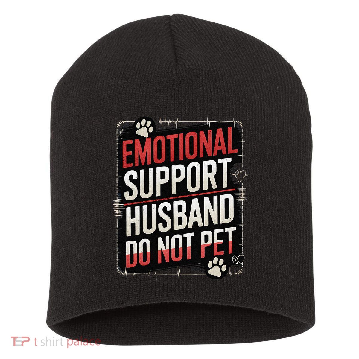 Emotional Support Husband Do Not Pet Women Funny Short Acrylic Beanie
