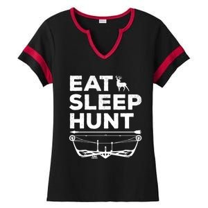 Eat Sleep Hunt Deer Hunter Bow And Arrow Hunter Deer Hunting Gift Ladies Halftime Notch Neck Tee