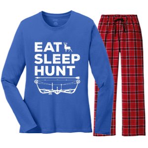 Eat Sleep Hunt Deer Hunter Bow And Arrow Hunter Deer Hunting Gift Women's Long Sleeve Flannel Pajama Set 