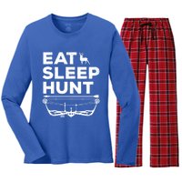 Eat Sleep Hunt Deer Hunter Bow And Arrow Hunter Deer Hunting Gift Women's Long Sleeve Flannel Pajama Set 