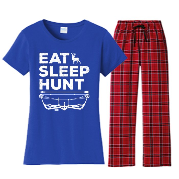 Eat Sleep Hunt Deer Hunter Bow And Arrow Hunter Deer Hunting Gift Women's Flannel Pajama Set