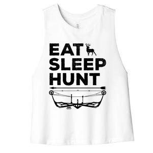 Eat Sleep Hunt Deer Hunter Bow And Arrow Hunter Deer Hunting Gift Women's Racerback Cropped Tank