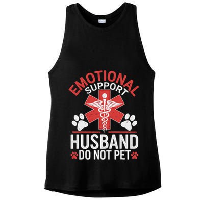 Emotional Support Husband Do Not Pet Funny Ladies PosiCharge Tri-Blend Wicking Tank