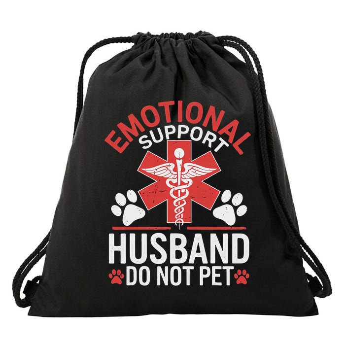 Emotional Support Husband Do Not Pet Funny Drawstring Bag