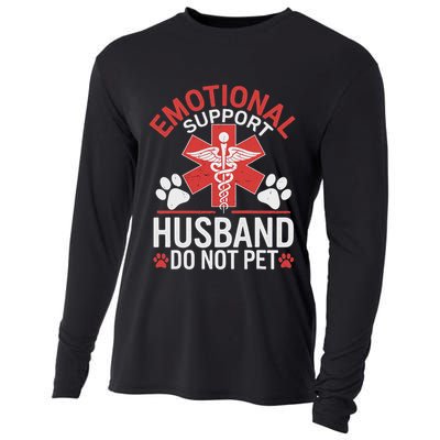 Emotional Support Husband Do Not Pet Funny Cooling Performance Long Sleeve Crew