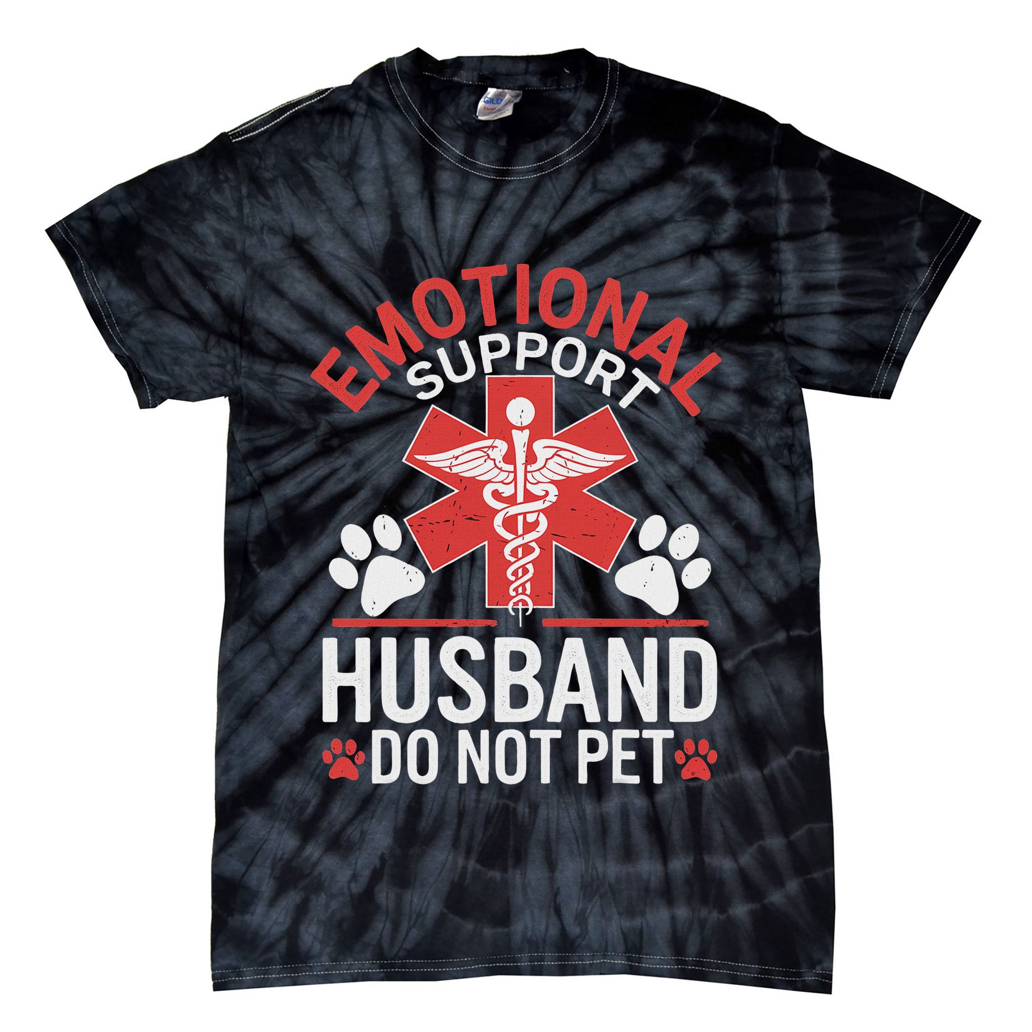 Emotional Support Husband Do Not Pet Funny Tie-Dye T-Shirt