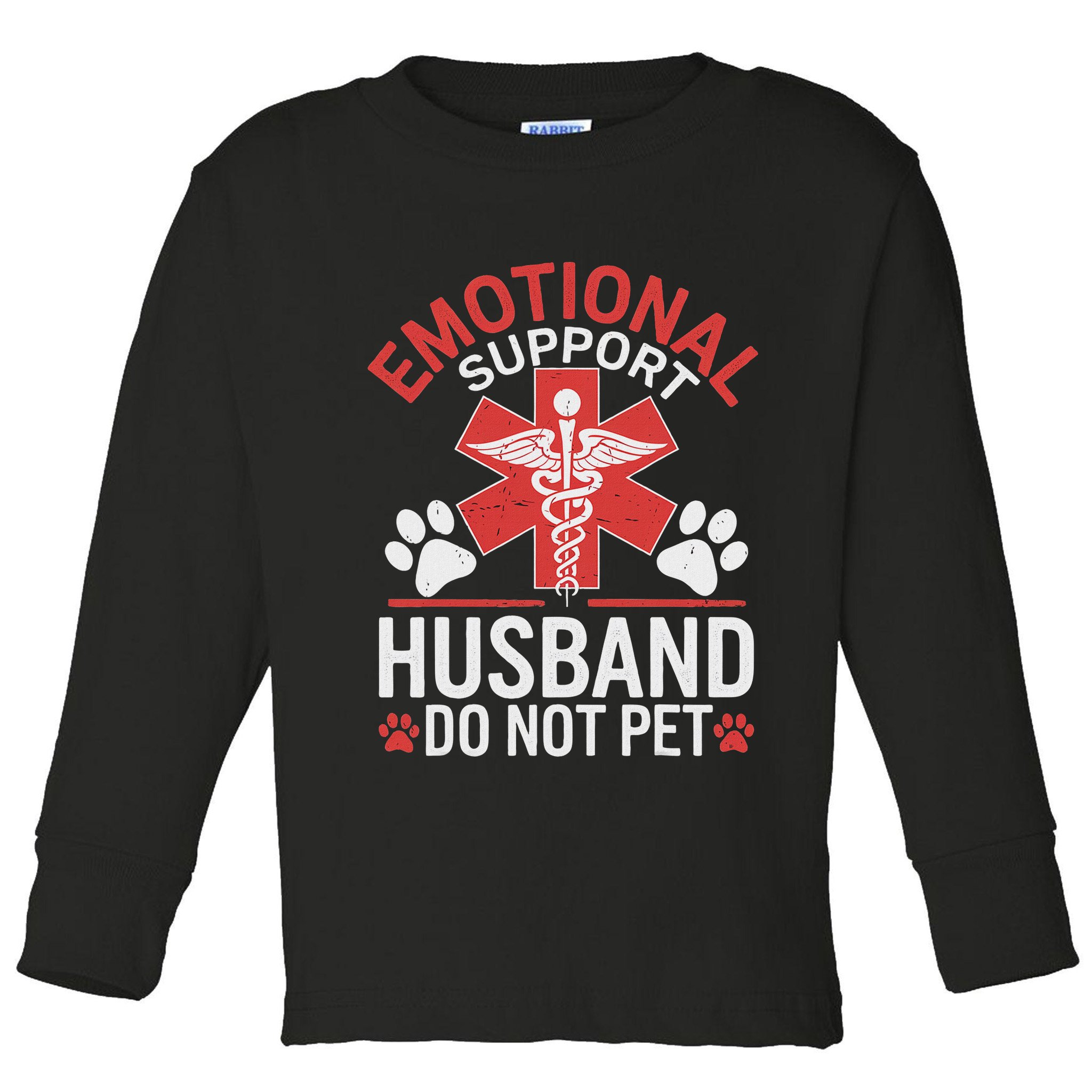 Emotional Support Husband Do Not Pet Funny Toddler Long Sleeve Shirt