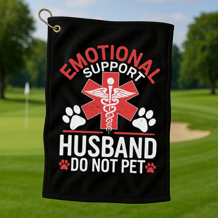 Emotional Support Husband Do Not Pet Funny Golf Towel
