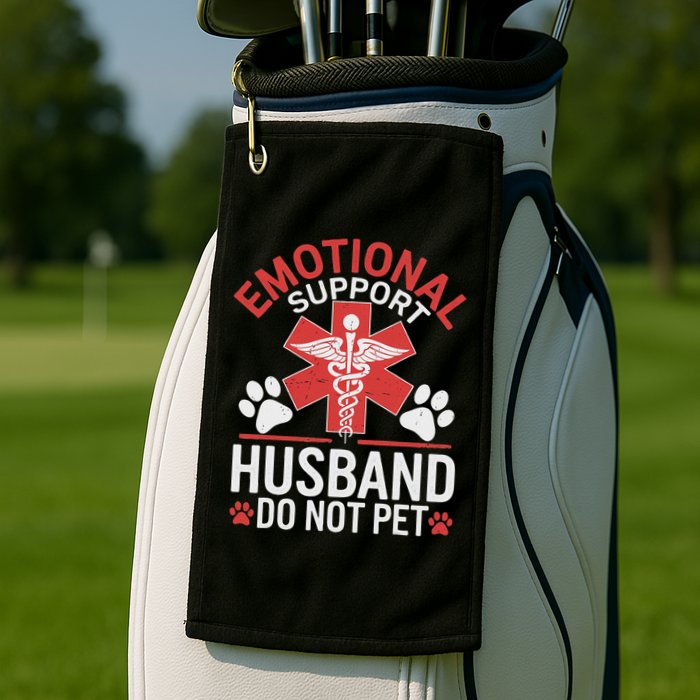 Emotional Support Husband Do Not Pet Funny Golf Towel